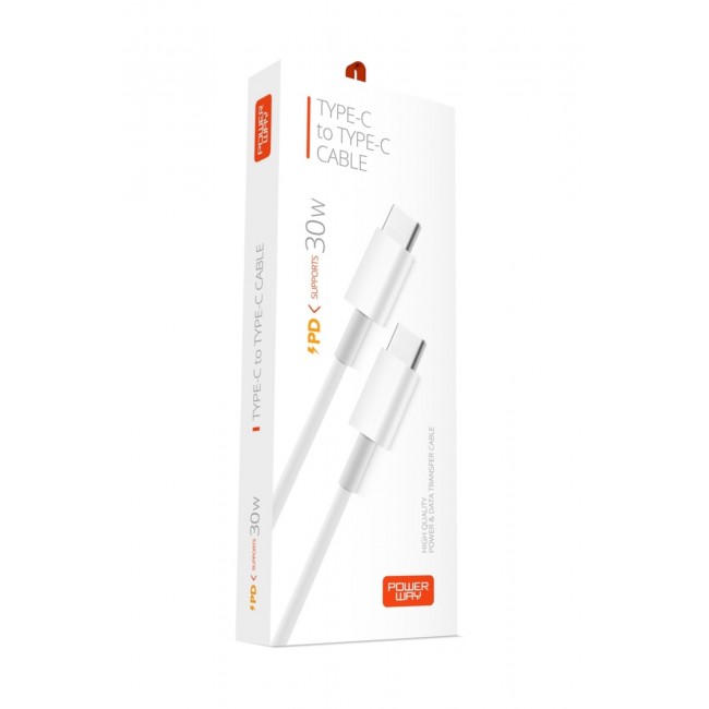 Powerway 30W Pd30 Type-C To Type-C 1M Data Ve Şarj Kablosu Powerway 30W Pd30 Type-C To Type-C 1M Data Ve Şarj Kablosu
