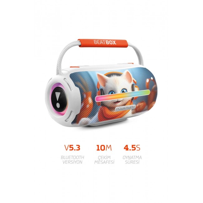Powerway Beatbox Animals Kedi Led Işıklı Ses Bombası Usb Sd Aux Bluetooth Hoparlör 20W Powerway Beatbox Animals Kedi Led Işıklı Ses Bombası Usb Sd Aux Bluetooth Hoparlör 20W