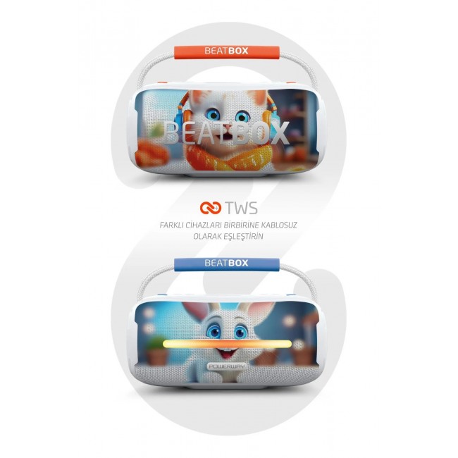 Powerway Beatbox Animals Kedi Led Işıklı Ses Bombası Usb Sd Aux Bluetooth Hoparlör 20W Powerway Beatbox Animals Kedi Led Işıklı Ses Bombası Usb Sd Aux Bluetooth Hoparlör 20W