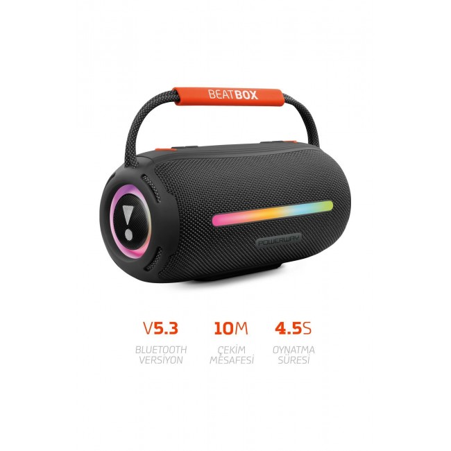 BeatBox Siyah LED Işıklı 20W Ses Bombası | USB, SD, AUX, FM Radyo ve Bluetooth Hoparlör BeatBox Siyah LED Işıklı 20W Ses Bombası | USB, SD, AUX, FM Radyo ve Bluetooth Hoparlör