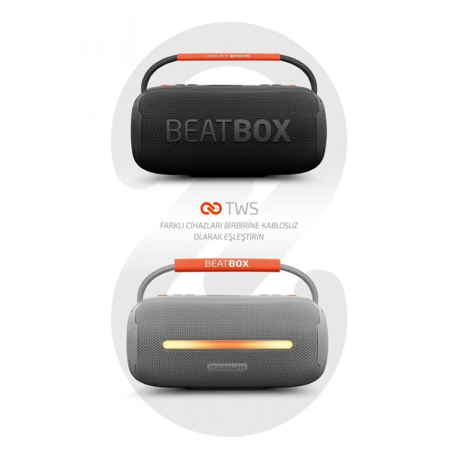 Powerway Gri BeatBox Led Işıklı Ses Bombası Usb Sd Aux FM Radyo Bluetooh Hoparlör Powerway Gri BeatBox Led Işıklı Ses Bombası Usb Sd Aux FM Radyo Bluetooh Hoparlör