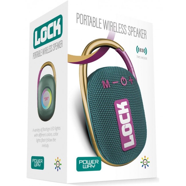 Powerway Lock Yeşil  Renk Taşınabilir Bluetoot Hoparlör