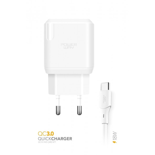 Powerway Qct30 18W Qc 3.0 Type C Şarj Aleti Powerway Qct30 18W Qc 3.0 Type C Şarj Aleti