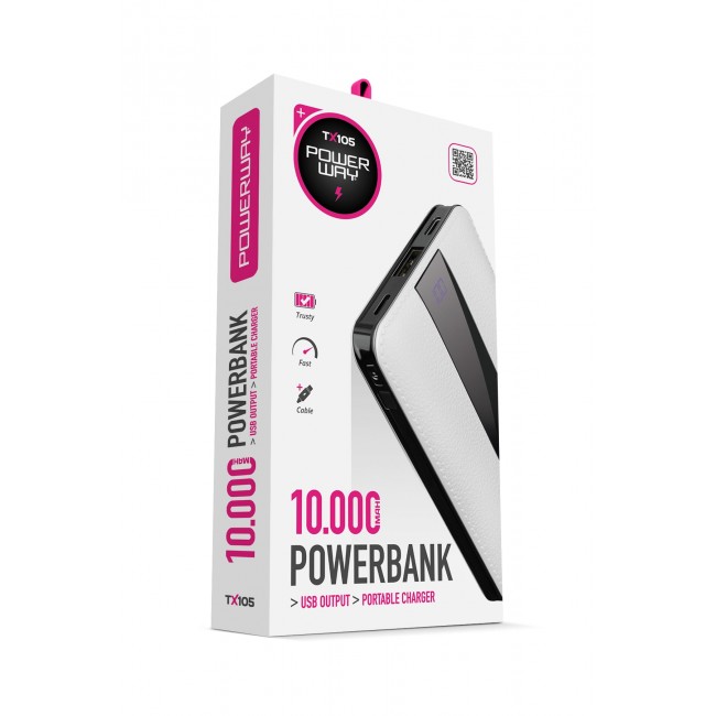 Powerway Tx105 Dahili Kablolu 10.000 Mah Dijital Göstergeli Powerbank Powerway Tx105 Dahili Kablolu 10.000 Mah Dijital Göstergeli Powerbank
