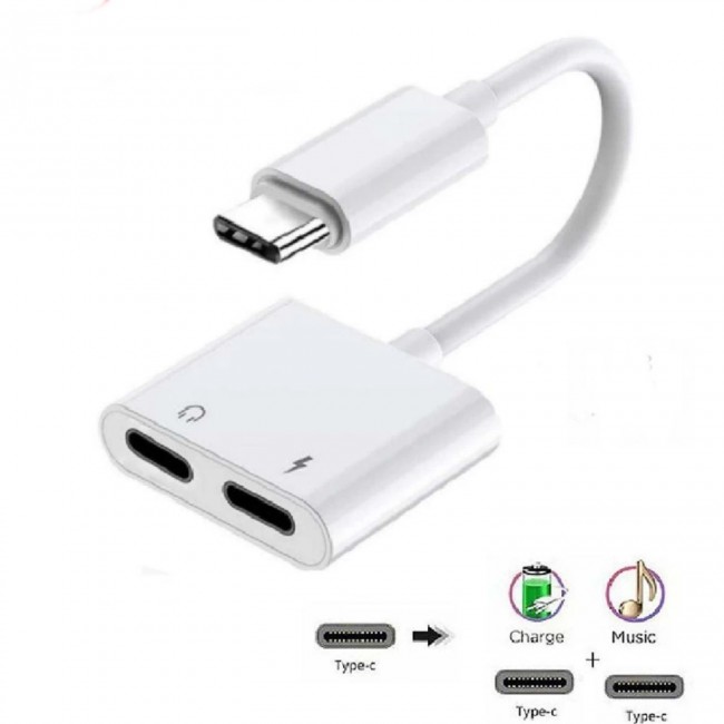 Powerway Type C Uyumlu 2 in 1 Type C Şarj Kulaklık Çevirici
