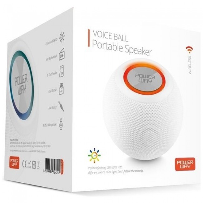 Powerway Voiceball Taşınabilir Radyolu Bluetooth Led Işıklı Hoparlör Ses Bombası