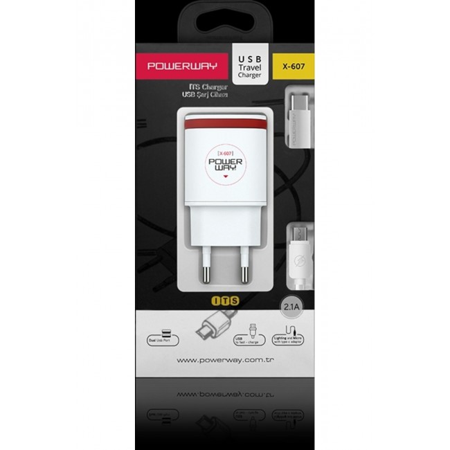 Powerway X-607 Type C-Micro-Lightning 3 İn 1 2.1 Amper Şarj Aleti Powerway X-607 Type C-Micro-Lightning 3 İn 1 2.1 Amper Şarj Aleti