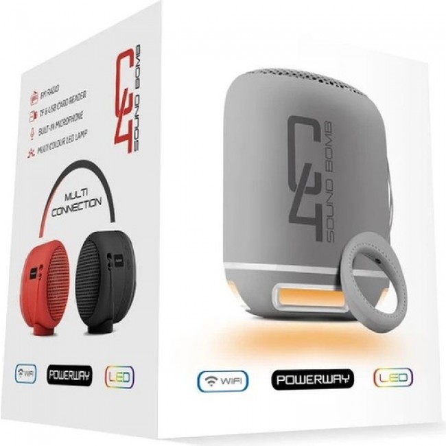 Powewray Gri C4 Taşınabilir Bluetooth Hoparlör Ses Bombası Sese Duyarlı Led Işık Powewray Gri C4 Taşınabilir Bluetooth Hoparlör Ses Bombası Sese Duyarlı Led Işık