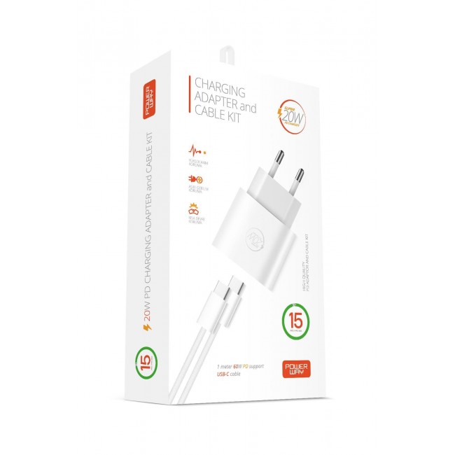 Powerway 20W Type-C Şarj Adaptörü ve Kablo Seti Hızlı ve Güvenli Apple Uyumlu RXS27 Powerway 20W Type-C Şarj Adaptörü ve Kablo Seti Hızlı ve Güvenli Apple Uyumlu RXS27
