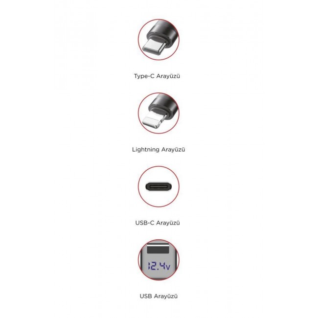 TORİMA G16 120W Süper Hızlı Araç Şarjı, Entegre Type-C ve Lightning Kablo TORİMA G16 120W Süper Hızlı Araç Şarjı, Entegre Type-C ve Lightning Kablo