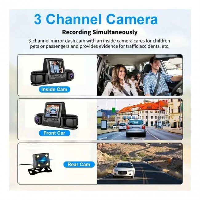 360° Kapsama Sunan GLRTECH Araç Kamerası – 3 Lensli, Full HD, Park Monitörü, Gece Görüş, Hareket Sensörü 360° Kapsama Sunan GLRTECH Araç Kamerası – 3 Lensli, Full HD, Park Monitörü, Gece Görüş, Hareket Sensörü