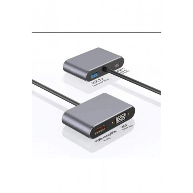 Type C 4 İn 1 4K Hdmi- Vga-Usb 3.0-87W Type C Dişi Type C 4 İn 1 4K Hdmi- Vga-Usb 3.0-87W Type C Dişi