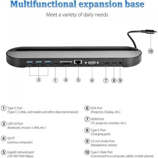 Type-C Dock Station 11 In 1 Port Macbook Uyumlu Hub Adaptör Type-C Dock Station 11 In 1 Port Macbook Uyumlu Hub Adaptör