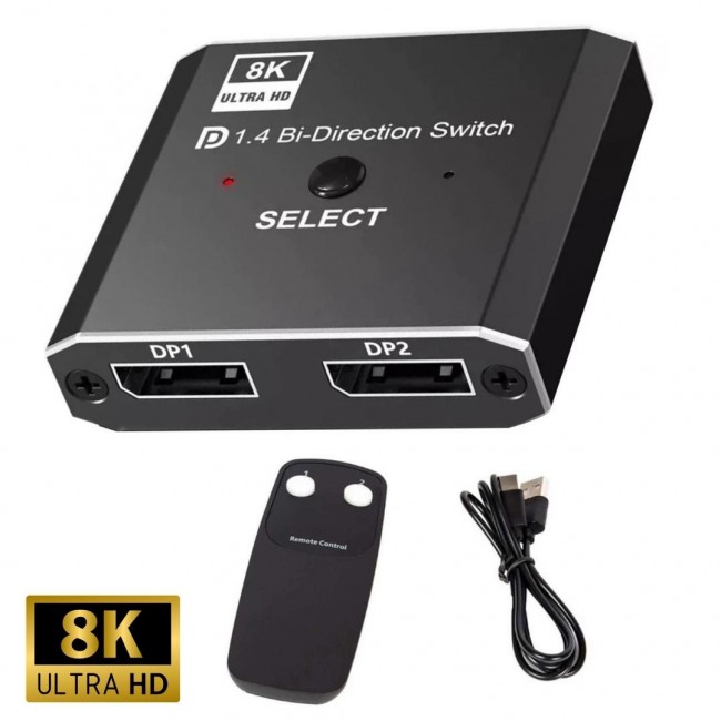 8K DisplayPort Switch | Çift Yönlü Geçiş, Uzaktan Kumanda ile 8K@30Hz - 4K@120Hz Destekli 8K DisplayPort Switch | Çift Yönlü Geçiş, Uzaktan Kumanda ile 8K@30Hz - 4K@120Hz Destekli