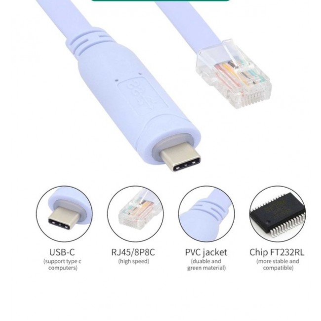 Type C to Cisco Router RJ45 Konsol Kablosu Type c to rj45 kablo 1.8m Type C to Cisco Router RJ45 Konsol Kablosu Type c to rj45 kablo 1.8m