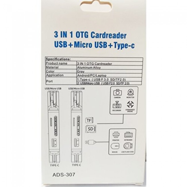 Pmr Usb-Type C-Micro Usb Microsd-Sd Kart Okuyucu Usb 3.0 Çoklayıcı